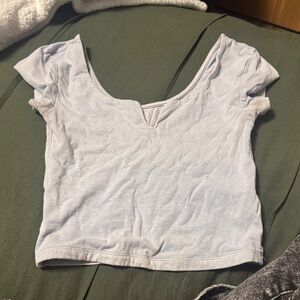Aeropostale Pale Blue Scoop-Neck Short Sleeve Crop Top